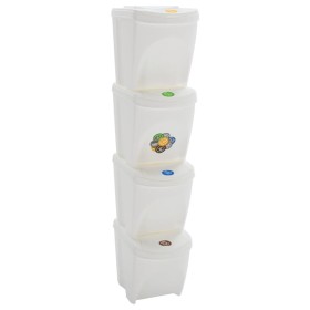 Cubos de basura apilables 4 uds polipropileno blanco 100 L de vidaXL, Cubos de la basura y papeleras - Ref: Foro24-152201, Pr...