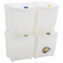 Cubos de basura apilables 4 uds polipropileno blanco 100 L de vidaXL, Cubos de la basura y papeleras - Ref: Foro24-152201, Pr...