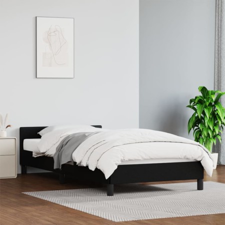 Bed frame with headboard black synthetic leather 90x200 cm by vidaXL, Beds and slatted bases - Ref: Foro24-347477, Price: 102...