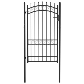 Puerta de valla con picos acero negro 100x175 cm de vidaXL, Puertas de jardín - Ref: Foro24-146381, Precio: 207,99 €, Descuen...