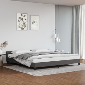 Bed frame with headboard gray synthetic leather 200x200 cm by vidaXL, Beds and slatted bases - Ref: Foro24-347523, Price: 124...