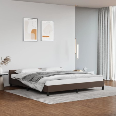 Brown synthetic leather headboard bed frame 180x200 cm by vidaXL, Beds and slatted bases - Ref: Foro24-347516, Price: 143,99 ...