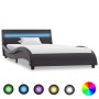 Bed frame with LED black synthetic leather 100x200 cm by vidaXL, Beds and slatted bases - Ref: Foro24-285667, Price: 249,24 €...