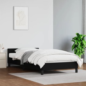 Bed frame with headboard black synthetic leather 100x200cm by vidaXL, Beds and slatted bases - Ref: Foro24-347483, Price: 106...