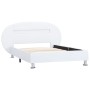 Bed frame with LED white synthetic leather 100x200 cm by vidaXL, Beds and slatted bases - Ref: Foro24-285433, Price: 196,99 €...