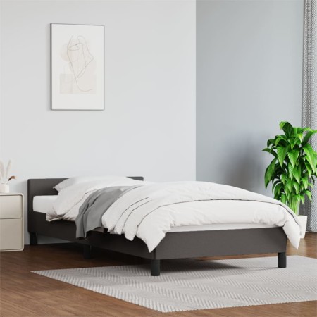 Bed frame with headboard gray synthetic leather 100x200 cm by vidaXL, Beds and slatted bases - Ref: Foro24-347487, Price: 106...