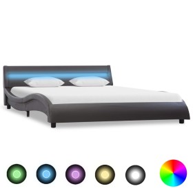 Estructura de cama con LED de cuero sintético gris 120x200 cm de vidaXL, Camas y somieres - Ref: Foro24-285692, Precio: 255,9...