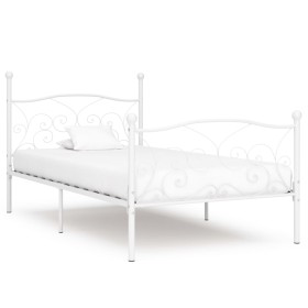 Bed frame with white metal slatted base 90x200 cm by vidaXL, Beds and slatted bases - Ref: Foro24-284447, Price: 137,99 €, Di...