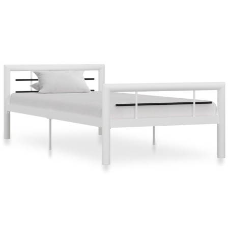 Black and white metal bed frame 90x200 cm by vidaXL, Beds and slatted bases - Ref: Foro24-284544, Price: 131,41 €, Discount: %