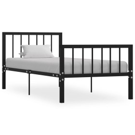 Black metal bed frame 100x200 cm by vidaXL, Beds and slatted bases - Ref: Foro24-284569, Price: 91,33 €, Discount: %