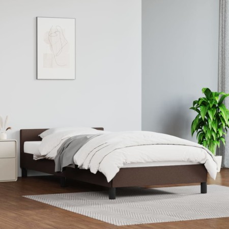 Bed frame with headboard brown synthetic leather 90x200cm by vidaXL, Beds and slatted bases - Ref: Foro24-347480, Price: 96,4...