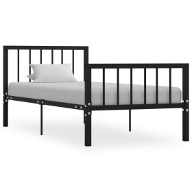 Black metal bed frame 90x200 cm by vidaXL, Beds and slatted bases - Ref: Foro24-284568, Price: 92,99 €, Discount: %