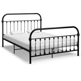 Black metal bed frame 140x200 cm by vidaXL, Beds and slatted bases - Ref: Foro24-284501, Price: 145,99 €, Discount: %