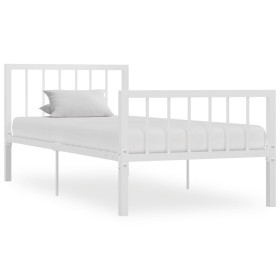 Estructura de cama de metal blanco 100x200 cm de vidaXL, Camas y somieres - Ref: Foro24-284563, Precio: 110,99 €, Descuento: %