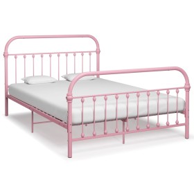 Estructura de cama de metal rosa 140x200 cm de vidaXL, Camas y somieres - Ref: Foro24-284513, Precio: 163,99 €, Descuento: %