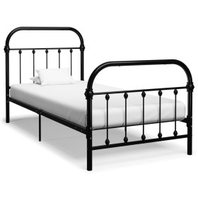 Black metal bed frame 100x200 cm by vidaXL, Beds and slatted bases - Ref: Foro24-284499, Price: 119,67 €, Discount: %