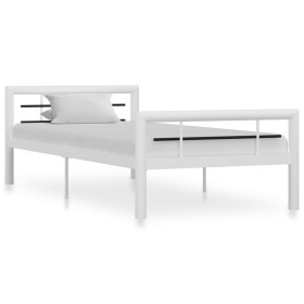 Black and white metal bed frame 100x200 cm by vidaXL, Beds and slatted bases - Ref: Foro24-284545, Price: 112,53 €, Discount: %