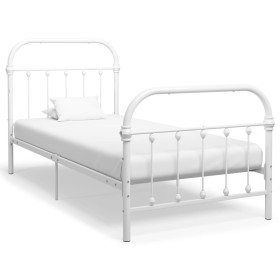 Estructura de cama de metal blanco 100x200 cm de vidaXL, Camas y somieres - Ref: Foro24-284493, Precio: 93,99 €, Descuento: %