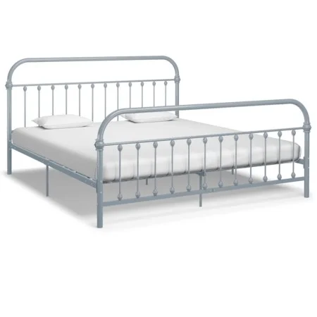 Estructura de cama de metal gris 180x200 cm de vidaXL, Camas y somieres - Ref: Foro24-284509, Precio: 113,14 €, Descuento: %