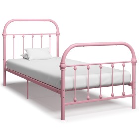 Estructura de cama de metal rosa 90x200 cm de vidaXL, Camas y somieres - Ref: Foro24-284510, Precio: 139,99 €, Descuento: %