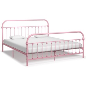 Pink metal bed frame 180x200 cm by vidaXL, Beds and slatted bases - Ref: Foro24-284515, Price: 177,99 €, Discount: %