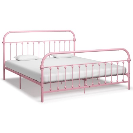 Pink metal bed frame 180x200 cm by vidaXL, Beds and slatted bases - Ref: Foro24-284515, Price: 182,63 €, Discount: %