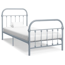 Gray metal bed frame 100x200 cm by vidaXL, Beds and slatted bases - Ref: Foro24-284505, Price: 93,99 €, Discount: %