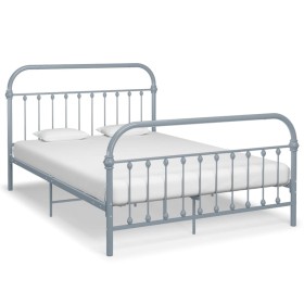 Gray metal bed frame 140x200 cm by vidaXL, Beds and slatted bases - Ref: Foro24-284507, Price: 110,24 €, Discount: %