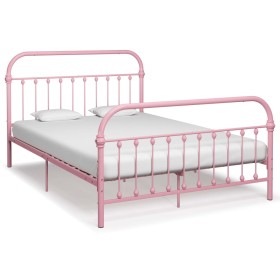 Estructura de cama de metal rosa 160x200 cm de vidaXL, Camas y somieres - Ref: Foro24-284514, Precio: 150,85 €, Descuento: %