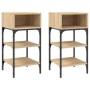 Mesita noche 2 uds madera ingeniería roble Sonoma 35x34,5x70 cm de vidaXL, Mesitas de noche - Ref: Foro24-825886, Precio: 43,...