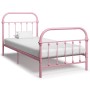 Pink metal bed frame 100x200 cm by vidaXL, Beds and slatted bases - Ref: Foro24-284511, Price: 130,60 €, Discount: %