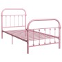 Pink metal bed frame 100x200 cm by vidaXL, Beds and slatted bases - Ref: Foro24-284511, Price: 130,60 €, Discount: %