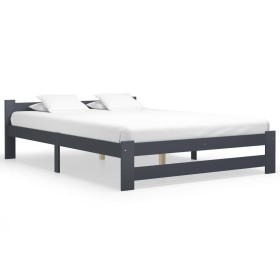 Dark gray solid pine wood bed frame 120x200 cm by vidaXL, Beds and slatted bases - Ref: Foro24-322021, Price: 107,99 €, Disco...