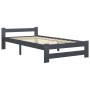 Estructura de cama madera maciza de pino gris oscuro 90x200 cm de vidaXL, Camas y somieres - Ref: Foro24-322019, Precio: 100,...