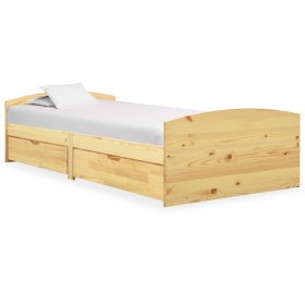 Bed frame with 2 drawers solid pine wood 90x200 cm by vidaXL, Beds and slatted bases - Ref: Foro24-322154, Price: 217,81 €, D...