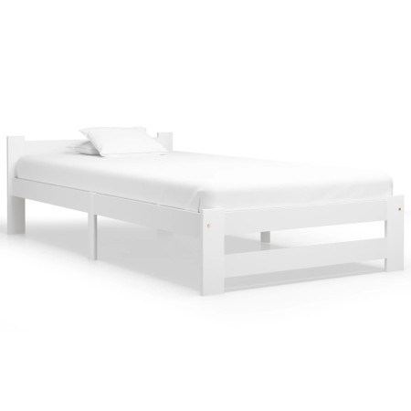 Solid white pine wood bed frame 90x200 cm by vidaXL, Beds and slatted bases - Ref: Foro24-321998, Price: 81,02 €, Discount: %