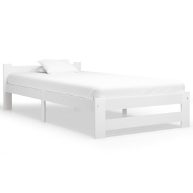 Solid white pine wood bed frame 100x200 cm by vidaXL, Beds and slatted bases - Ref: Foro24-321999, Price: 118,99 €, Discount: %