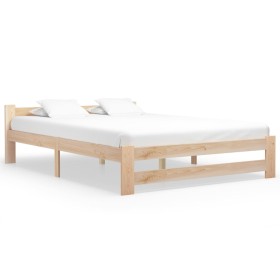 Estructura de cama de madera maciza de pino 140x200 cm de vidaXL, Camas y somieres - Ref: Foro24-321994, Precio: 91,73 €, Des...