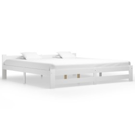 Estructura de cama madera maciza de pino blanca 200x200 cm de vidaXL, Camas y somieres - Ref: Foro24-322004, Precio: 105,99 €...