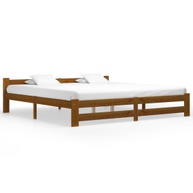 Estructura de cama madera maciza pino marrón miel 200x200 cm de vidaXL, Camas y somieres - Ref: Foro24-322011, Precio: 112,99...