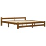 Solid pine wood bed frame honey brown 200x200 cm by vidaXL, Beds and slatted bases - Ref: Foro24-322011, Price: 112,99 €, Dis...