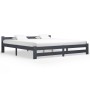 Dark gray solid pine wood bed frame 200x200 cm by vidaXL, Beds and slatted bases - Ref: Foro24-322025, Price: 105,88 €, Disco...