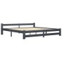 Estructura de cama madera maciza de pino gris oscuro 200x200 cm de vidaXL, Camas y somieres - Ref: Foro24-322025, Precio: 105...