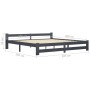 Dark gray solid pine wood bed frame 200x200 cm by vidaXL, Beds and slatted bases - Ref: Foro24-322025, Price: 105,88 €, Disco...