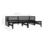 Removable sofa bed solid black pine wood 2x(90x200) cm by vidaXL, Beds and slatted bases - Ref: Foro24-3083713, Price: 245,99...