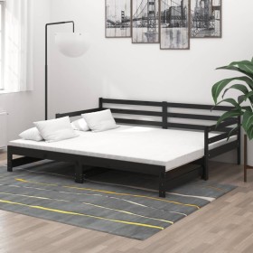 Removable sofa bed solid black pine wood 2x(90x200) cm by vidaXL, Beds and slatted bases - Ref: Foro24-3083663, Price: 461,69...