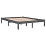 Estructura de cama de madera maciza de pino gris 140x190 cm de vidaXL, Camas y somieres - Ref: Foro24-809999, Precio: 104,85 ...