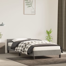 Light gray velvet bed frame with headboard 90x200 cm by vidaXL, Beds and slatted bases - Ref: Foro24-347549, Price: 86,68 €, ...