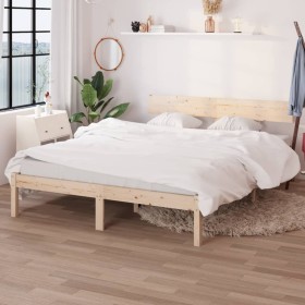 Estructura de cama de madera maciza de pino 140x190 cm de vidaXL, Camas y somieres - Ref: Foro24-810127, Precio: 92,41 €, Des...