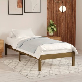 Honey brown solid wood bed frame 75x190 cm by vidaXL, Beds and slatted bases - Ref: Foro24-809980, Price: 65,07 €, Discount: %